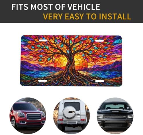 Stained Glass Tree of Life3 License Plate - 6x12 Inch Aluminum Novelty Decorative Vanity Metal Front Car Plate for Women Men - Image 4