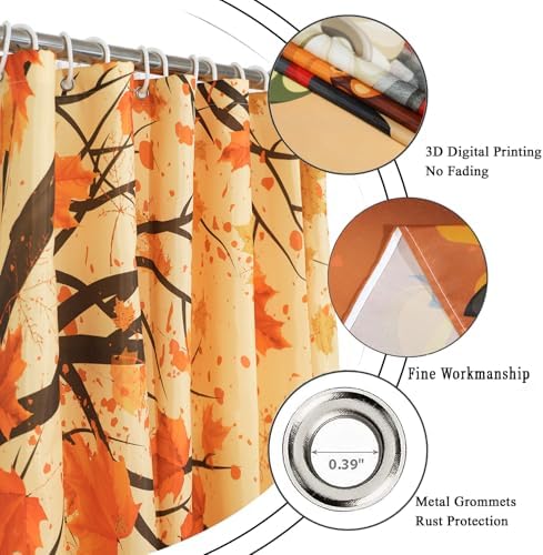Thanksgiving Turkey Shower Curtain, Fall Autumn Harvest Pumpkins Sunflower Red Truck Maple Trees Thanksgiving Day Bathroom Curtain Waterproof Fabric Machine Washable with Hooks, 72" Wx96 L - Image 5
