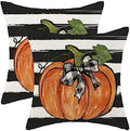 Fall Pillow Covers 24x24 Set of 2 Pumpkin Maple Leaves and Stripes Fall Decor Pillowcase Linen Autumn Thanksgiving Decorative Outdoor Throw Pillow Covers Farmhouse Cushion Case for Couch Home by Gohdiwh