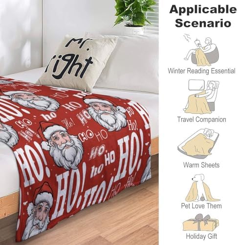 Socira Christmas Blanket Ho-ho Throw Blanket for Women Men Soft Sofa Throws for Travel Camping Bed Home Car - Image 7