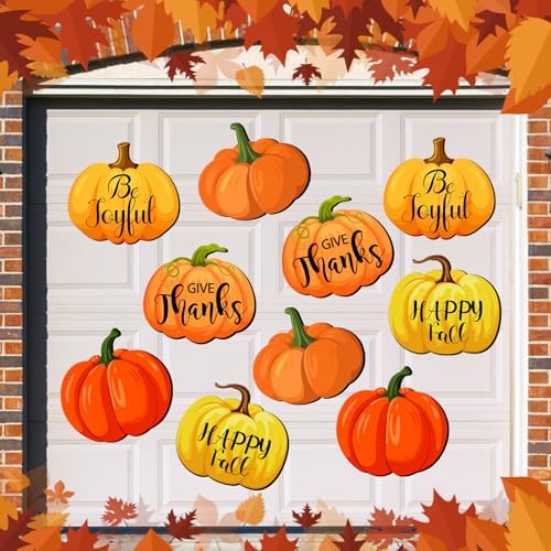 Tellegloww 10 Pcs 12 Inch Fall Thanksgiving Pumpkin Garage Door Decoration Magnets Autumn Garage Door Magnets with Pumpkin Happy Fall Magnet Decal Sticker for Thanksgiving Garage Door Car Refrigerator - Image 4
