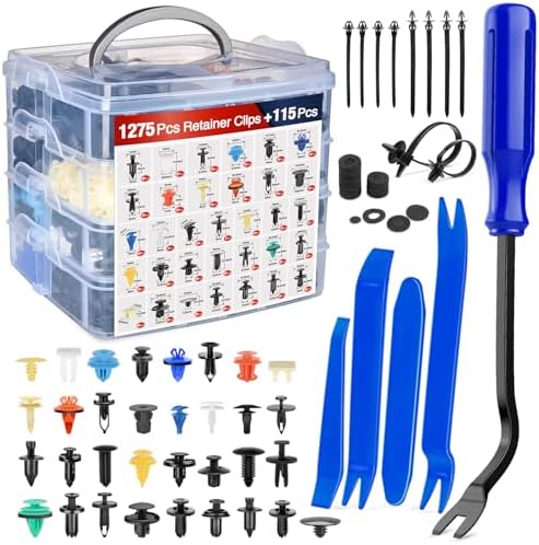 Nilight 1390Pcs Car Push Retainer Clips Auto Fasteners Kit Included 33 Most Popular Sizes Nylon Bumper Fender Rivets with 1 Fasteners Remover 10 Cable Ties for Toyota GM Ford Honda Chevy