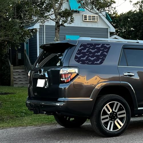 Universal Rear Side Window Bat Decals 42x95cm, 2PCS Matte Black Bat Silhouette Vinyl Stickers, Halloween Themed Car Truck SUV Window Graphics Exterior Accessories