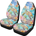 Sea Turtle 2pcs Car Seat Cover Set, Tropital Plumeria Car Seat Covers Full Set Accessories Auto Truck SUV, Hawaii Easy to Install Sedan Front Bench Cover