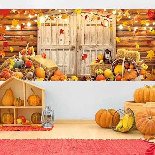 Fall Thanksgiving Garage Door Cover Banner 7x16ft Autumn Pumpkin Harvest Barn Backdrop Decorations Background Hanging Party Wall Decor for Outdoor Home Yard - Image 5