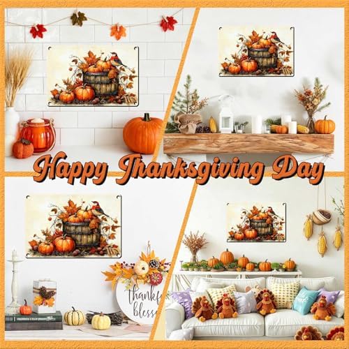 Fall Sign Pumpkin Vintage Tin Sign Happy Thanksgiving 8x12Inch - Image 4