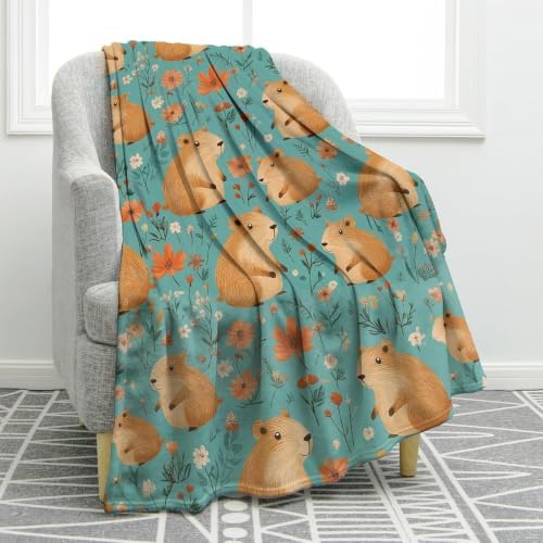 Jekeno Capybara Animals Throw Blanket Gifts for Women Man 80"x60" by Jekeno