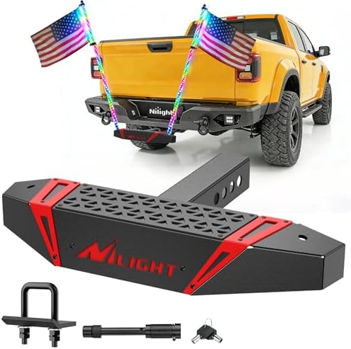 Nilight Hitch Step with Whip Mount Holes 2" Receiver for Trucks SUV Car Van