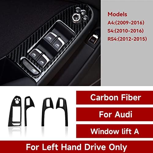 Car Window Lift Switch Control Decals for Audi A4 2009-2016 / S4 2010-2016 / RS4 2012-2015 Accessories Carbon Fiber Stickers, Style A