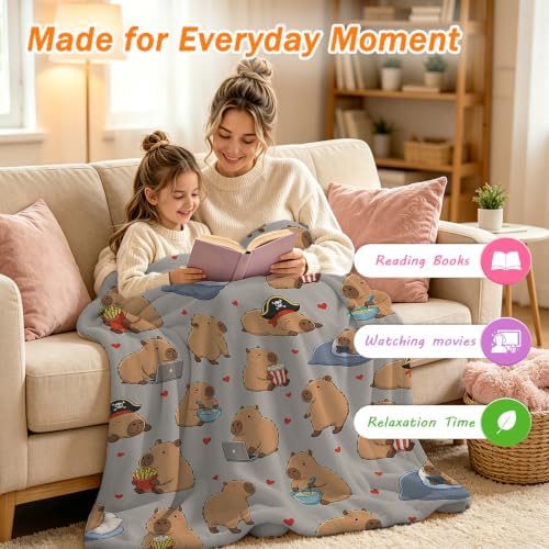 Jekeno Capybara Gift for Girls Boys, Animals Lovers Throw Blanket 50"x60" - Image 4