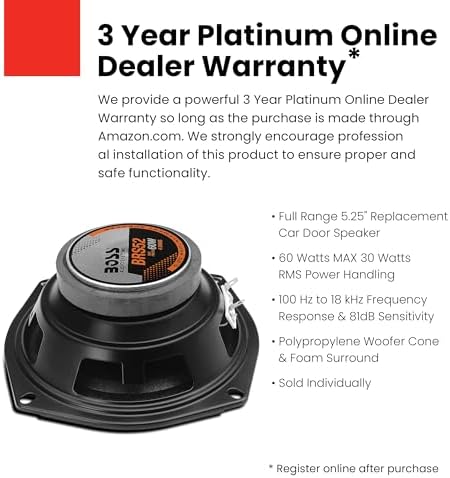 BOSS Audio Systems BRS52 5.25 Inch 60 W Single Replacement Car Door Speaker