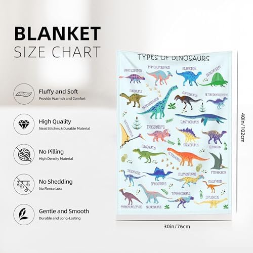 Types of Dinosaurs Blanket Gifts for Girls Boys Women - Super Soft Cozy Warm Throw Sheet for Couch Bed Sofa Office Decor All Season 30"x40" Pets - Image 5