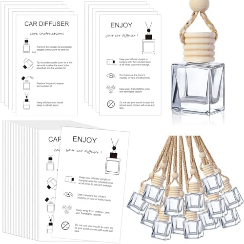 Boao 50Set Hanging Car Freshener Diffuser Bottle,White Card Flat Square