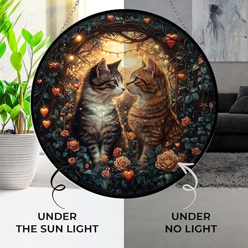 Stained Glass Window Hanging - Realistic Cat Couple Suncatcher for Window Doors Home Decoration and Christmas, Mother's Day Father's Day Birthday Gifts for Women, Men, Mom 11.8x11.8 in - Image 4