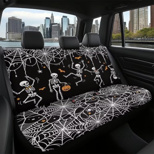 Skull Spider Web Car Seat Covers Auto Rear Seats Cushion Cover,Washable Bucket Seat Cushion Protector Backseats Covers for Girls Women,Fit Most Cars,Sedan,SUV,Van