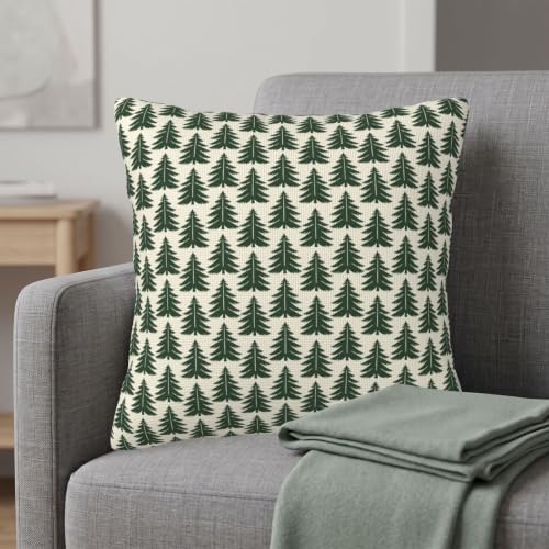 Green Boho Christmas Tree Pillow Covers 20x20 Set of 2 Winter Holiday Decor - Image 2