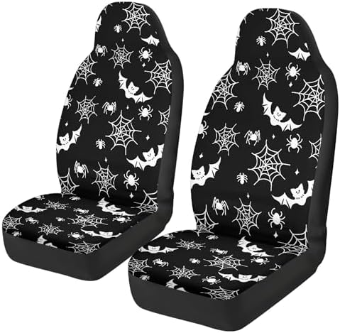 Cute Bat Spider Web Print Universal Car Seat Cover Front Seats Protector Fit for Most Cars,SUVs,Sedan,Truck or Van