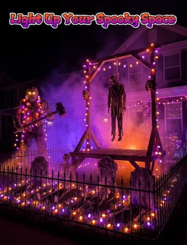 C9 Halloween Lights Outdoor, 32ft LED Purple Orange String Lights - Image 3