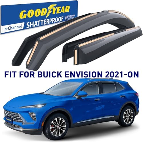Goodyear Shatterproof in-Channel Window Deflectors for Buick Envision 2021-2026, Rain Guards, Window Visors for Cars, Vent Deflector, Car Accessories, 4 pcs - GY008461