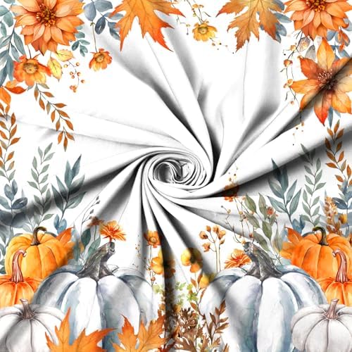 Fall Pumpkin Shower Curtain, Watercolor Autumn Pumpkins Wildflowers Plants Maple Leaves Harvest Thanksgiving Day Bathroom Curtain Waterproof Fabric Machine Washable with Hooks, 72" Wx78 L - Image 5