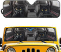 Renewold Funny Black Cat Driving Automotive Windshield Sun Shade for Jeep Wrangler JK JKU JL JLU 1997-2023 Gladiator JT Sun Shield Cover Keep Cool Window Shades Car Sun Visor Front Windshield Sunshade