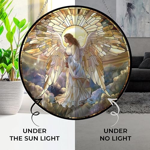 Angel Stained Glass Cat Sun Catcher, Wall Hanging Colored Decor Room Indoor Window Decor, Halloween, Christmas Hanging Ornament - Image 3