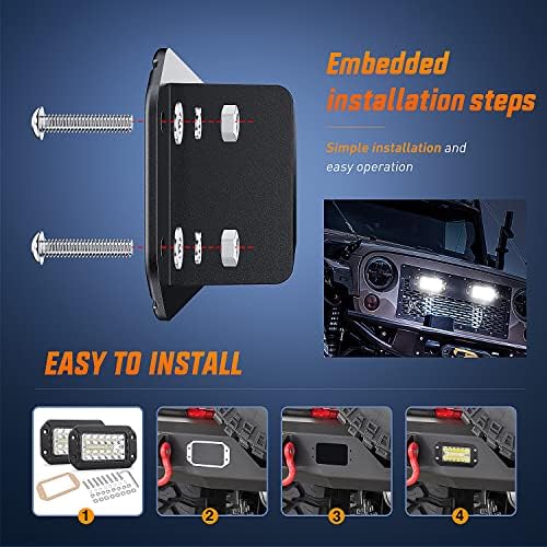 Nilight Flush Mount LED Light Pods 2PCS 6 Inch 39W Upgraded Spot Flood Combo Beam Driving Work Lighting Backup Reverse Grill Mount Lights for Offroad Truck Tractor SUV ATV UTV Golf Cart Boats