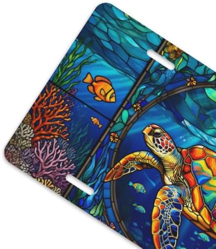 Sea Turtle Stained Glass Front License Plate 6" * 12" for Women