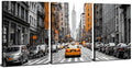 New York City Wall Art Black and White USA Street Poster Urban Yellow Taxi Car Wall Decor for Living Room Modern Building Picture NYC Scenery Panorama Artwork Bedroom Office Home Decoration 12x16" 3P by sunfrower