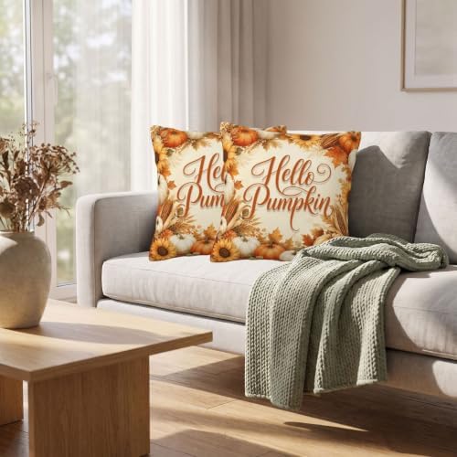 Fall Harvest Throw Pillow Covers 18x18 Set of 2, Rustic Cushion Covers - Image 6