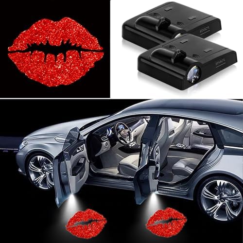 2PCS Red Lips Cars Door Logo Projector LED Shadow Light Welcome Lamp
