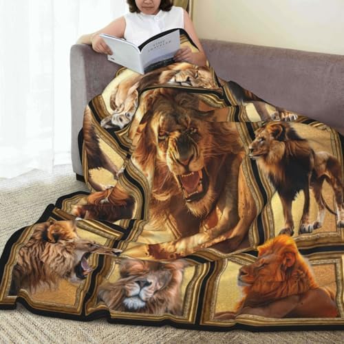 Lion Blanket, Lions Throw Blanket, AnimalGifts Blankets Stuff Fleece Flannel Plush for Boys Men Girls Women Lovers Adults Soft Bedding Gift for Sofa Bed Office Home Decor 40"X50" - Image 6