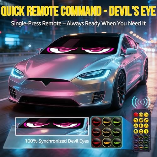 2PCS 23"x5" Dual Sync Devil Eyes Windshield LED