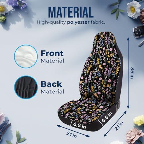 GENANY Floral Car Seat Covers, 2-Piece Front Seat Set