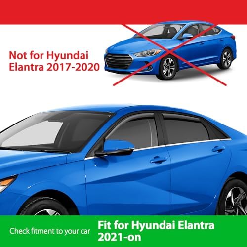Goodyear Shatterproof in-Channel Window Deflectors for Hyundai Elantra 2021-2026, Rain Guards, Window Visors for Cars, Vent Deflector, Car Accessories, 4 pcs - GY003475