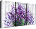 Lavender Wall Decor Purple Wall Art Rustic Farmhouse Flowers Canvas Prints Rural Floral Pictures for Bathroom Nature Botanical Paintings Artwork Dining Room Kitchen Home Decorations 16x24” 3 Pcs/Set by sunfrower