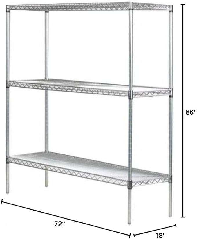 Omega 18" Deep x 72" Wide x 86" High 3 Tier Chrome Starter Shelving Unit - Image 2