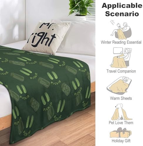 Socira Green Funny Pickle Blanket Throw Blanket Green Funny Pickle Gifts for Women Men Soft Sofa Throws for Travel Camping Bed Home Decor Car Birthday Gift 60"*80"（150 * 200cm） - Image 7