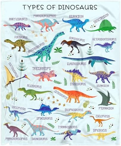Types of Dinosaurs Blanket Gifts for Girls Boys Women - Super Soft Cozy Warm Throw Sheet for Couch Bed Sofa Office Decor All Season 30"x40" Pets by Nairatmya