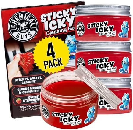 Chemical Guys, Sticky Icky Cleaning Gel, Sweet Strawberry, 0.88 oz, 4 Pack
