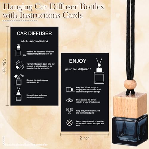Boao 50Set Hanging Car Freshener Diffuser Bottle, Black Card Black Square