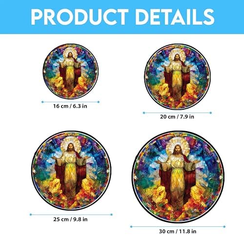 Christ Jesus Decor Stained Glass Suncatcher - Window Wall Hanging Ornament UV-Print Glass Panel Sun Catcher - Decoration for Home Garden Christmas Party Wedding Housewarming Gift - Image 6