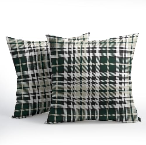 Christmas Plaid Pillow Covers 18x18 Set of 2 Green Highly Absorbent - Image 2