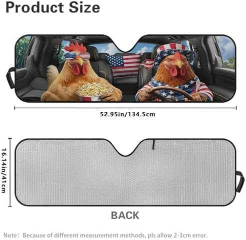 Renewold Car Windshield Sunshade Auto Front Window Sun Shade for Jeep Wrangler JK JKU JL 1997-2023 Funny Rooster Driving Sun Visor Car Window Shade Shield Blocker Compatible with Jeep Gladiator JT