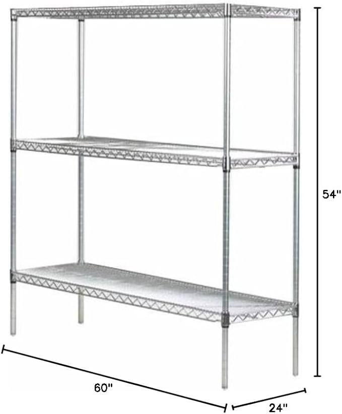 Omega 24" Deep x 60" Wide x 54" High 3 Tier Gray Starter Shelving Unit - Image 3