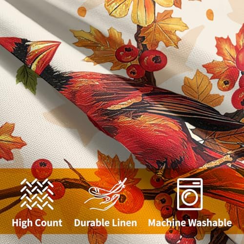 Fall Red Cardinal Bird Pillow Covers 18x18 Set of 2 Autumn Orange Thanksgiving Maple Leaves Outdoor Throw Pillows Covers Tree Holiday Decorative Farmhouse Cushion Case for Living Room Couch Sofa - Image 6