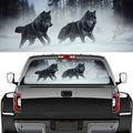Snowy Wolf Pickup Truck Decals Rear Window, Misty Forest Modern Winter Animals Automotive Decals and Graphics Rear Window Decals for Trucks, Car Window Decal Sticker 66 x 22 inch