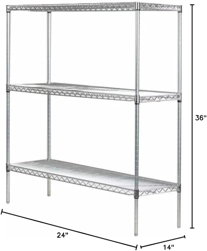 Omega 14" Deep x 24" Wide x 36" High 3 Tier Chrome Starter Shelving Unit - Image 2