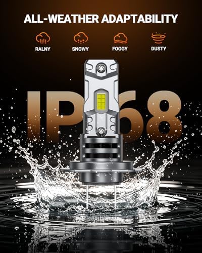 SEALIGHT H7 LED Bulbs, 60000LM 1000% Super Brighter, 1:1 Mini Size, 6500K Cool White, 80,000Hrs Long Service Life with Cooling Fan, Plug and Play, Pack of 2