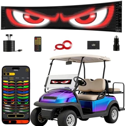 Devil Eyes Light for Cars (1-Pack) – 23.4''x4.7'' LED Eyes for Car Windshield, Super Bright, Perfect Sync, Programmable Patterns, Remote+APP Control, Custom Dynamic Sign for Golf Carts/Sedans/SUVs